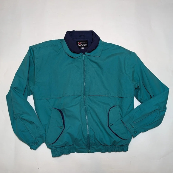 Vintage Canada Sportswear Co. Teal Green Zip Bomber Wind  Breaker Men's Medium - Picture 10 of 10